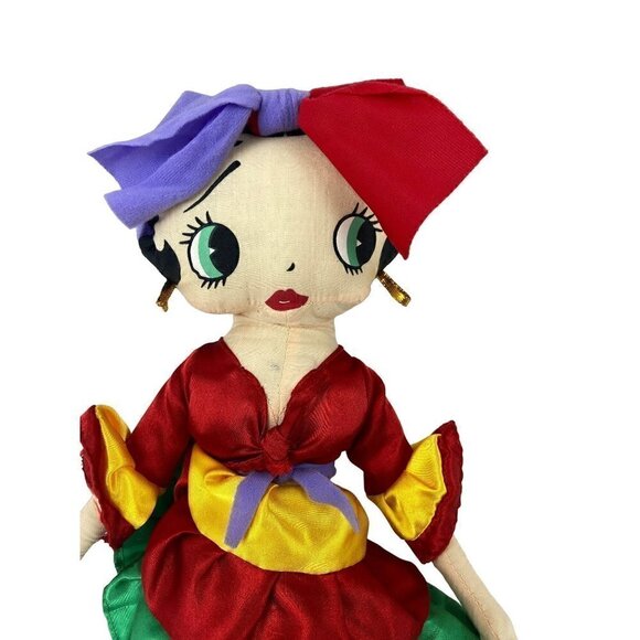 Vintage Kellytoy Betty Boop Flamenco Dancer Red Green Dress 2002 Cloth Plush 17" - Picture 1 of 5